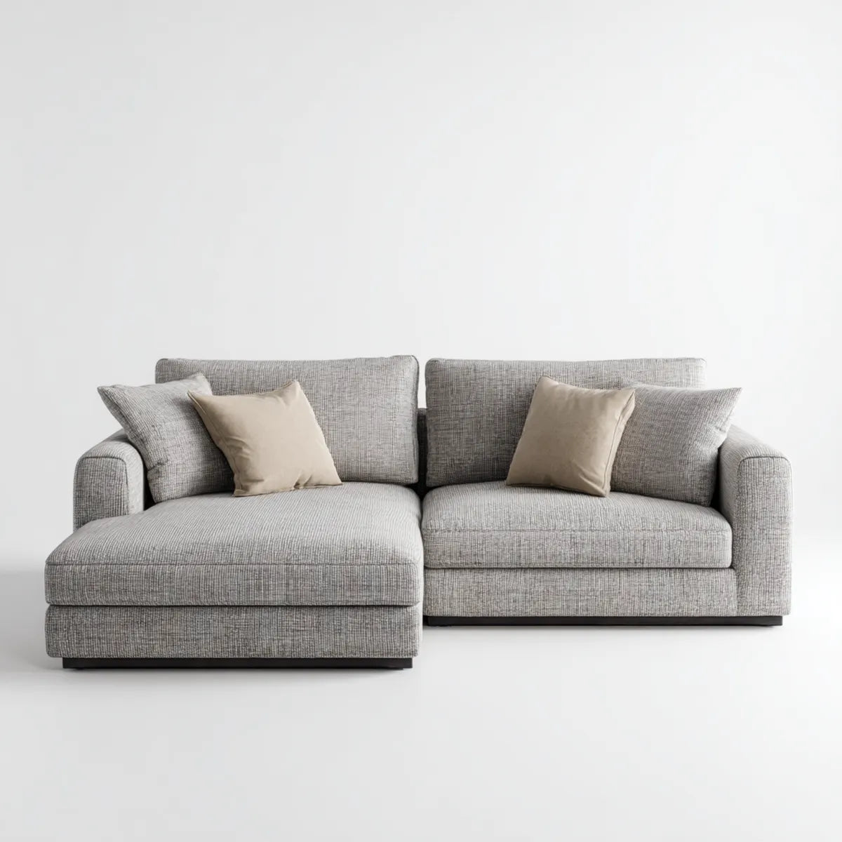 Sofa, Kanapa narożna z powrotem szarym, 240 x 160 x 85 cm poliestrowym kształtem L