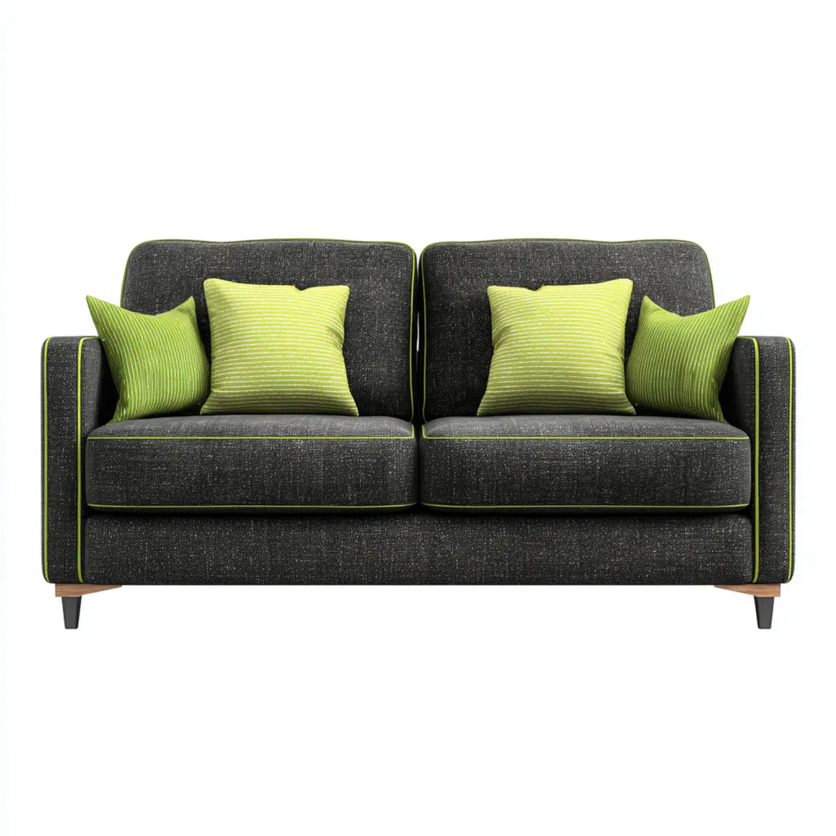 Sofa, 2-fotela Czarna zielony 170 x 85 x 88 cm poliester Prosty kształt