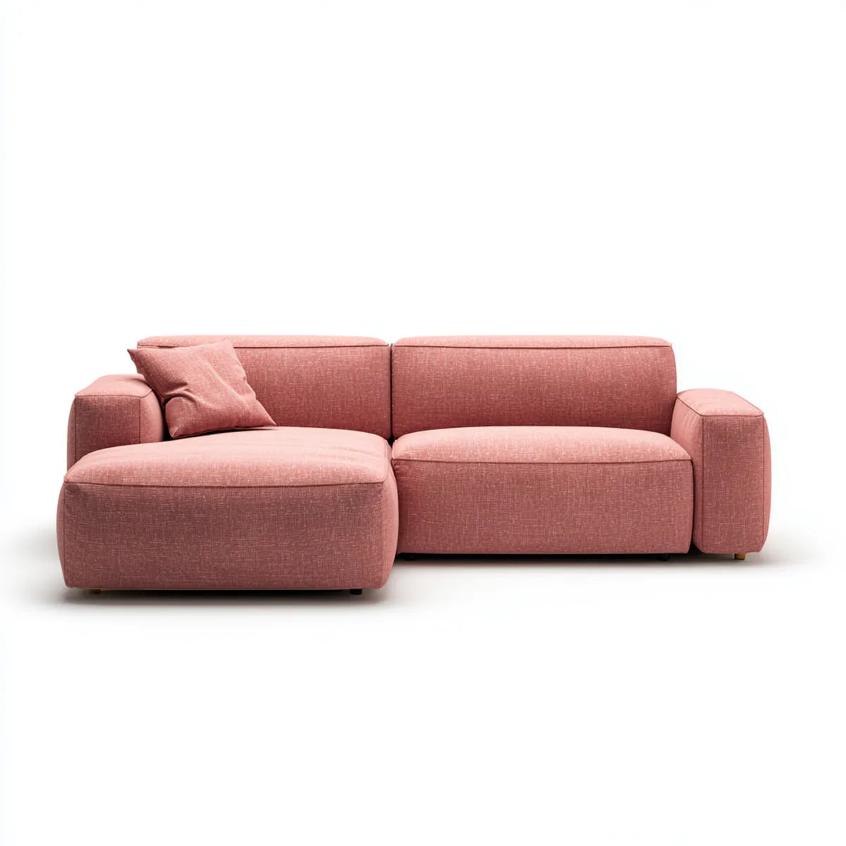 Sofa, Kanapa narożna z recyrem po lewej różowej 250 x 160 x 85 cm poliestrowej prostokątnej