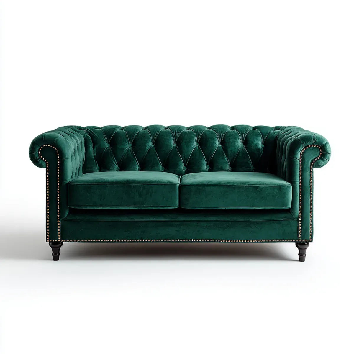 Sofa, 2-osobowa Chesterfield Sofa Ciemny zielony 170 x 85 x 75 cm poliester aksamit