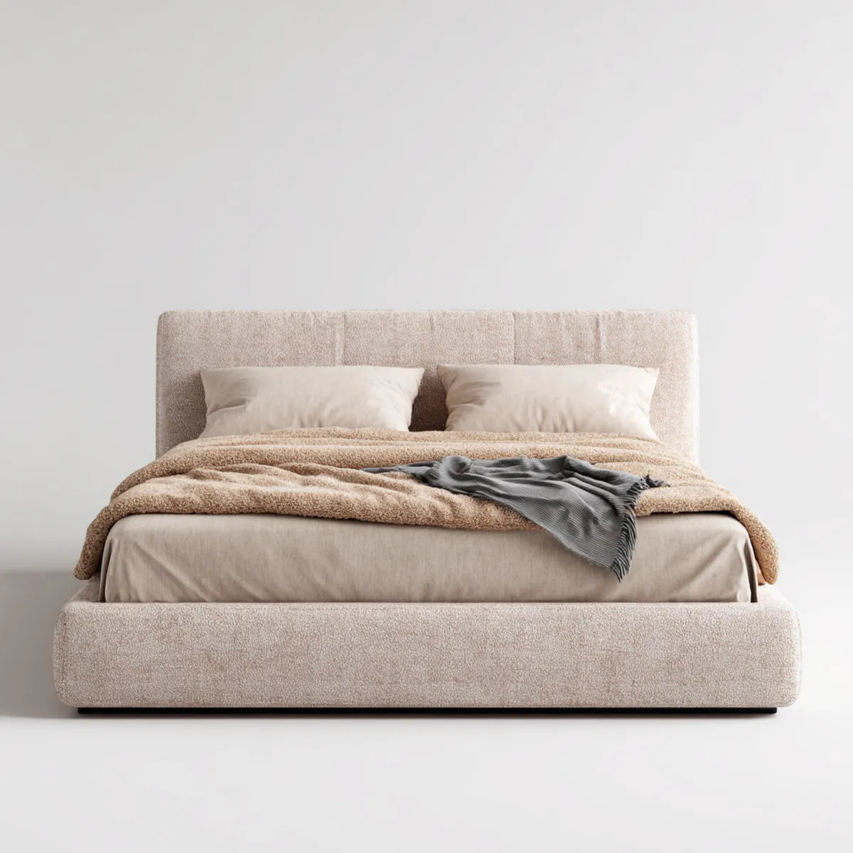 łóżko podwójne łóżko w obudowie 180 x 200 cm poliester bookle prostokątne