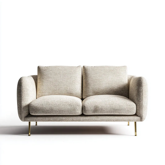 Sofa, 2-fotelowa kanapa beżowa 160 x 86 x 82 cm poliester prostokątna