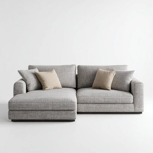 Sofa, Kanapa narożna z powrotem szarym, 240 x 160 x 85 cm poliestrowym kształtem L