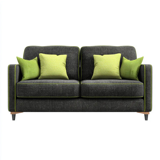 Sofa, 2-fotela Czarna zielony 170 x 85 x 88 cm poliester Prosty kształt