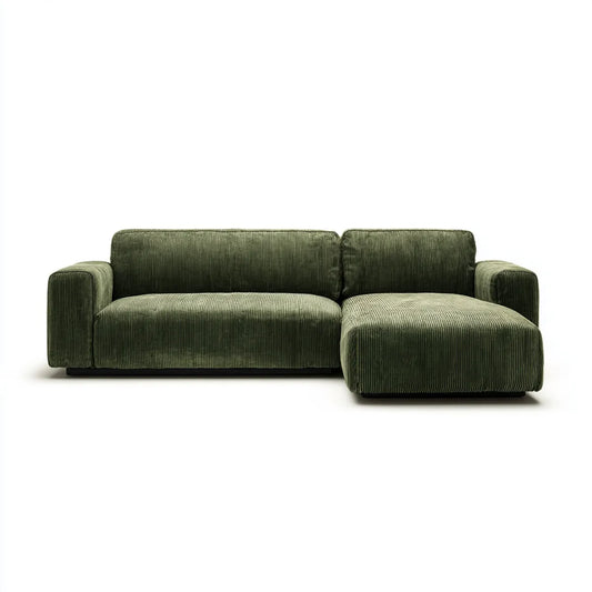 Sofa, Kanapa narożna z oliwkowym zielonym szezlongiem 260 x 160 x 75 cm szerokości sznura poliestrowy kształt L