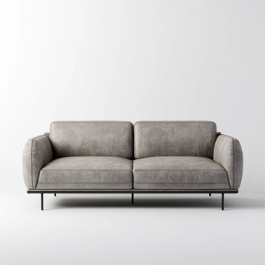 sofa 2-osobowa szara 180 x 90 x 82 cm poliestrowy mikrofiber prostokątna