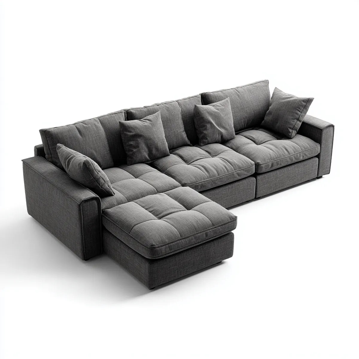 Sofa, Kanapa narożna z szarym dzbankiem 300 x 170 x 85 cm poliestrowy kształt L