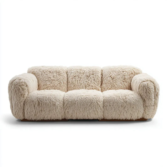 sofa 3-osobowa śmietana 225 x 95 x 78 cm poliester sztuczna skóra prostokątna