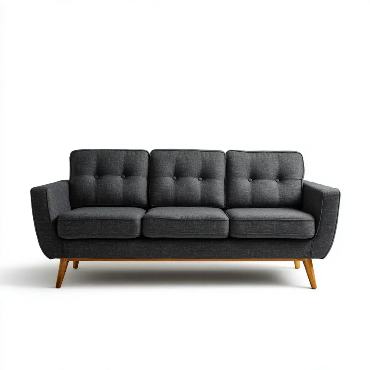 sofa 3-osobowa Ciemnoszara 190 x 82 x 84 cm poliester Prosty z litymi nóżkami z drewna