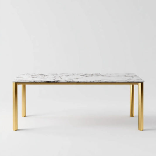 Stół jadalny Białe złoto 180 x 90 x 75 cm Sterylizowane ze stali nierdzewnej prostokątne