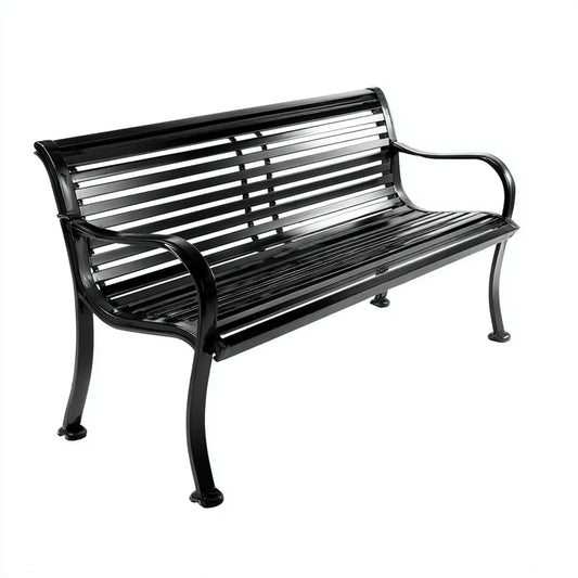 Ławka parkowa ławka ogrodowa czarny 3- fotelik 127 x 59 x 85 cm stal pokryta proszkiem prostokątna