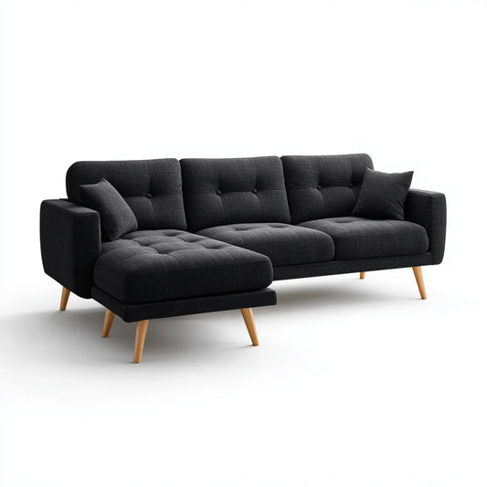 Sofa, Kanapa narożna z antracytem ottomanowym 270 x 160 x 85 cm poliestrowy kształt L